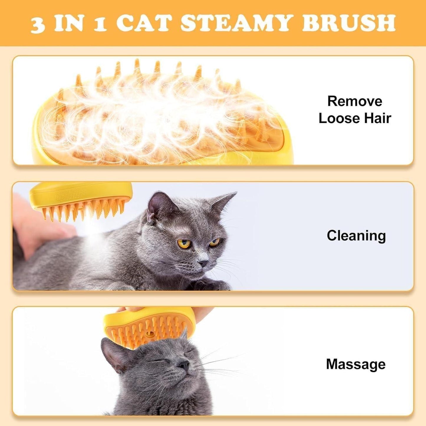 New 3-in-1 Steamy Pet Brush Cleanser Vapor