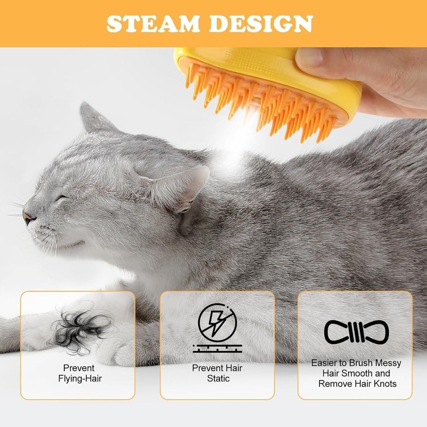 New 3-in-1 Steamy Pet Brush Cleanser Vapor