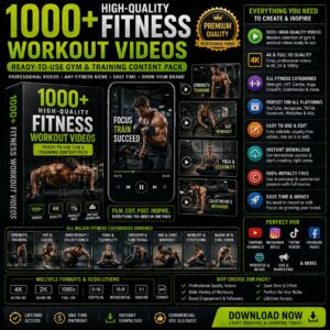 1000+ High-Quality Fitness Workout Videos – Ready-to-Use Gym & Training Content Pack